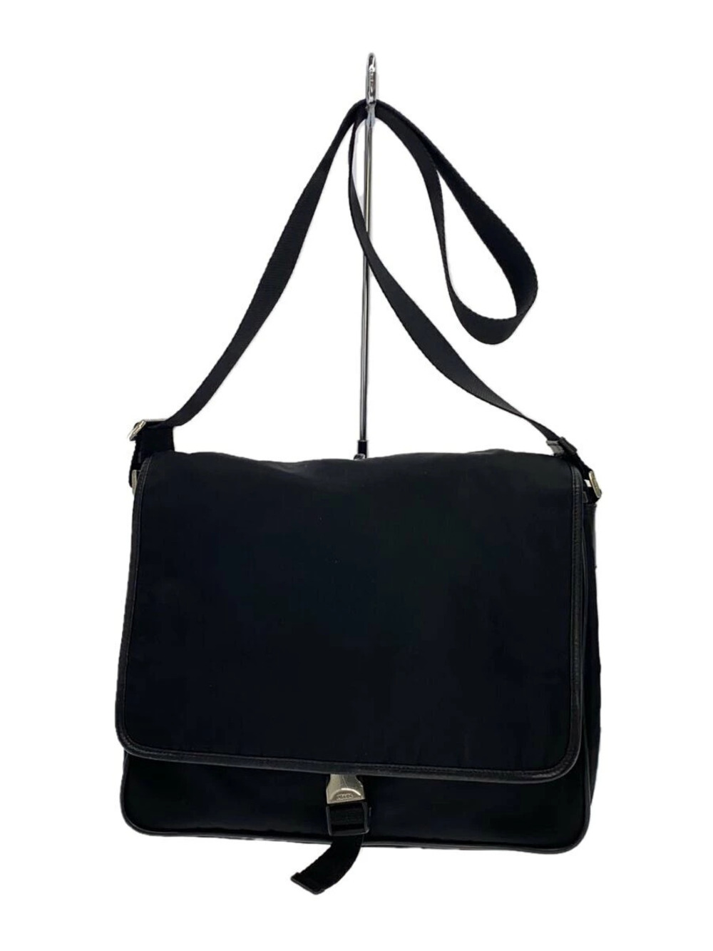 Prada messenger bag flap closure silvertone hardware